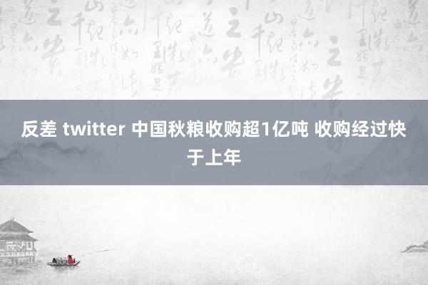 反差 twitter 中国秋粮收购超1亿吨 收购经过快于上年