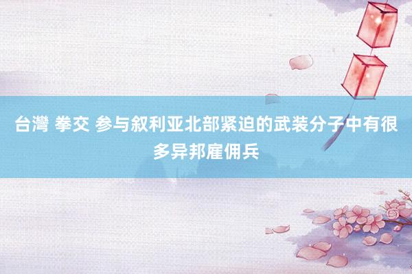 台灣 拳交 参与叙利亚北部紧迫的武装分子中有很多异邦雇佣兵