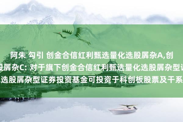 阿朱 勾引 创金合信红利甄选量化选股羼杂A,创金合信红利甄选量化选股羼杂C: 对于旗下创金合信红利甄选量化选股羼杂型证券投资基金可投资于科创板股票及干系风险揭示的公告