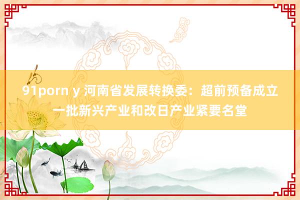 91porn y 河南省发展转换委：超前预备成立一批新兴产业和改日产业紧要名堂