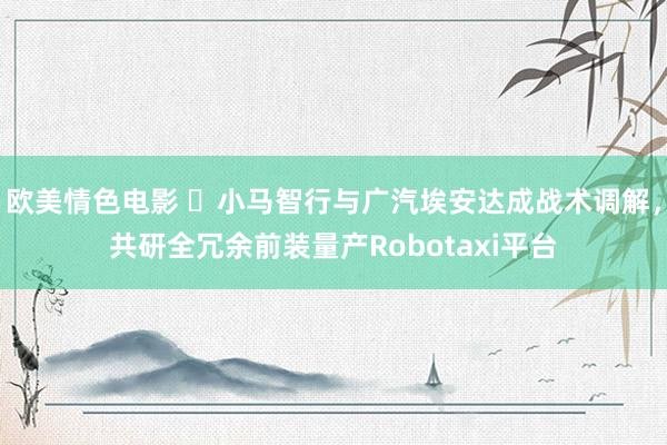 欧美情色电影 ​小马智行与广汽埃安达成战术调解，共研全冗余前装量产Robotaxi平台