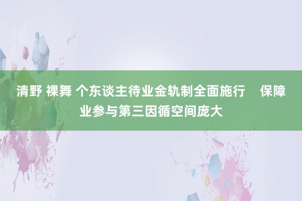 清野 裸舞 个东谈主待业金轨制全面施行    保障业参与第三因循空间庞大
