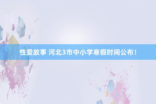 性爱故事 河北3市中小学寒假时间公布！