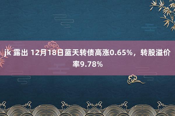 jk 露出 12月18日蓝天转债高涨0.65%，转股溢价率9.78%