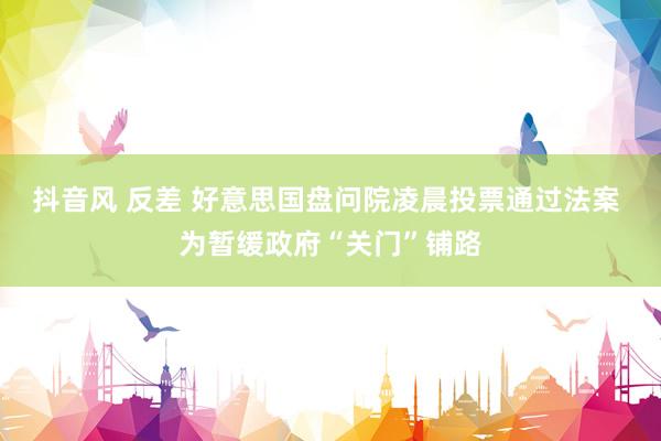 抖音风 反差 好意思国盘问院凌晨投票通过法案 为暂缓政府“关门”铺路