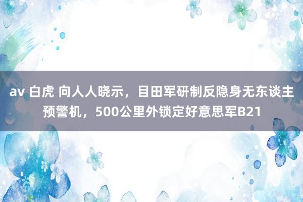 av 白虎 向人人晓示，目田军研制反隐身无东谈主预警机，500公里外锁定好意思军B21