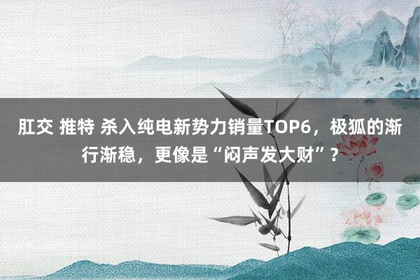 肛交 推特 杀入纯电新势力销量TOP6，极狐的渐行渐稳，更像是“闷声发大财”？