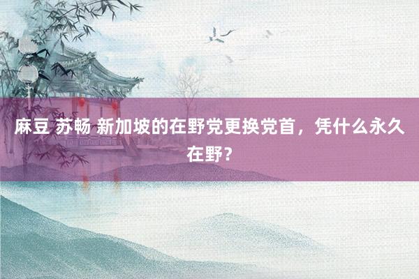 麻豆 苏畅 新加坡的在野党更换党首，凭什么永久在野？