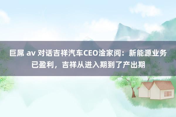 巨屌 av 对话吉祥汽车CEO淦家阅：新能源业务已盈利，吉祥从进入期到了产出期