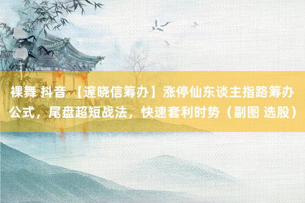 裸舞 抖音 【邃晓信筹办】涨停仙东谈主指路筹办公式，尾盘超短战法，快速套利时势（副图 选股）