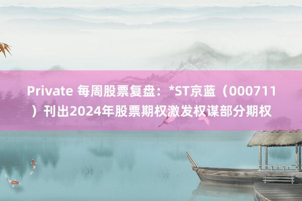 Private 每周股票复盘：*ST京蓝（000711）刊出2024年股票期权激发权谋部分期权