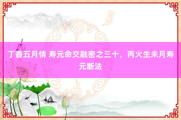 丁香五月情 寿元命交融密之三十，丙火生未月寿元断法