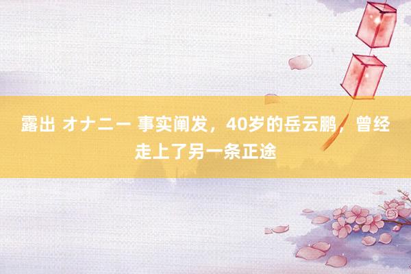 露出 オナニー 事实阐发，40岁的岳云鹏，曾经走上了另一条正途
